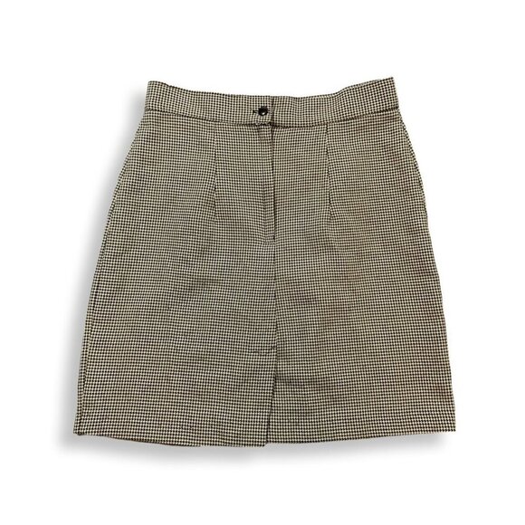 Rampage Skirt Y2K Womens 11 Houndstooth Preppy Black Tan‎ Academia Made USA VTG - Picture 2 of 11